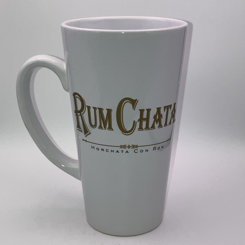 1 Rum Chata Ceramic Mug / Tall / White / Gold Logo / Coffee / No Box / No Lid‎